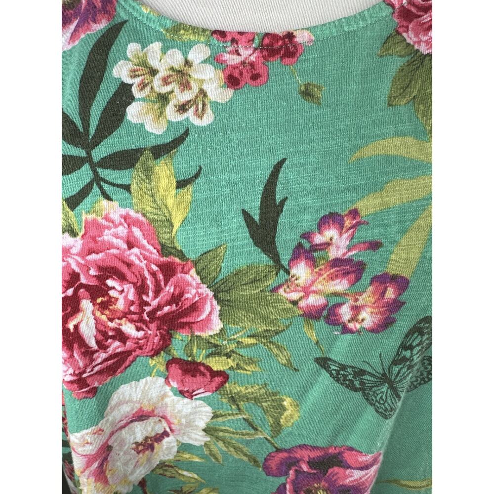 ✨2/$20 Belle Kim Gravel Slub Knit Side Ruched Top Full Bloom Floral Plus Size 4X - Picture 6 of 15